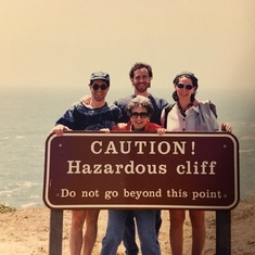 Bernice, Gordon and Polly visiting David and taking on adventure at Marin Headlands (Bernice had a thing for heights)