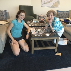 Two great puzzlers enjoying the Cape House "puzzle room"