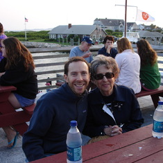David and Bernice at the the Lobster Shack keeping warm
