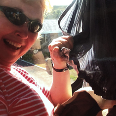 Mom & I in New Zealand whale watching, saving me by crushing a bee , thanks Mom! 