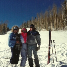 Lisa, Betty and Herbie skiing at Brian Head