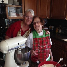 Lisa and Betty baking at Christmas