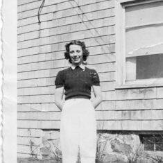 Betty Barta Hanousek at home on Third Ave in Antigo, WI 1940's some time.