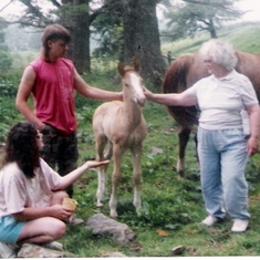 181Mom,Loretta,Carl. Mom was never scared ofr horses,I remember when Aunt Nellie would call ,then out we went,Mom went to bring Her horses in that got lose,Mom would take some tobbaco,I was always so scared.Because they kicked Aunt Nellie in the knee,I wa