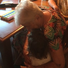 Alexander giving Great Grandma hugs!