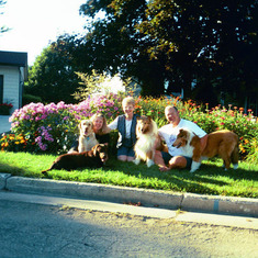 Heather, Janet and Bryon with the "Grand-dogs" and the Collies