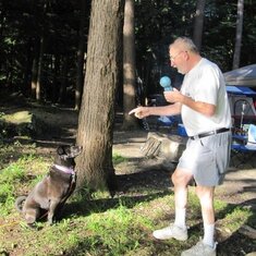 Dad playing with Lisa - Family Camping - Lake George - 2009