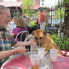 Dad & Maddy at Saratoga Dog Days - Lunch at Gaffney's - 2010