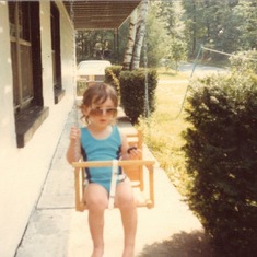 1981 - Porch swing at the Creek Rd. house.  This is my favorite picture since I'm wearing Dad's sunglasses