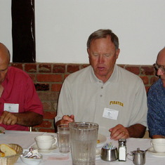 '66 Stags Reunion banquet. L - R: Jim Gardiner, Jim Colborn, coach Arce