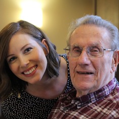 Bill with his granddaughter, Andrea (Couch) Wanlass at his 87th Birthday Party