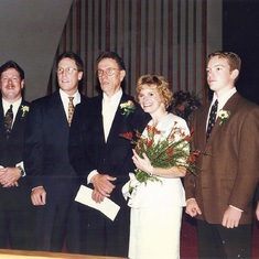 Bill & Gaila's Wedding with all 5 sons -  Dave, Bob, Scott, Bill, Gaila, Ben, Jay