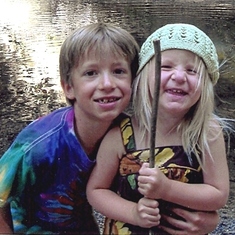 Here are two grandchildren, Dane & Daisy playing at the creek in Mount Hermon, 2009