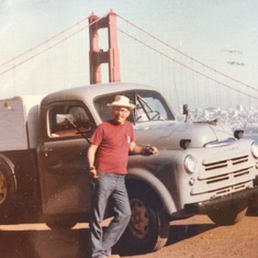'The Dodge' with the camper. I bet he made the rounds to his friends in the San Francisco before putting 'the Dodge' on a boat to Hawaii. This used to be his dad's farm truck. He drove it from MN to San Francisco via Canada and down through the NW. I thin