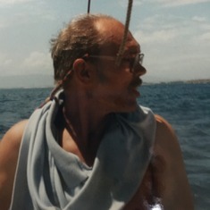 Captain Kruse on his boat in 1986.