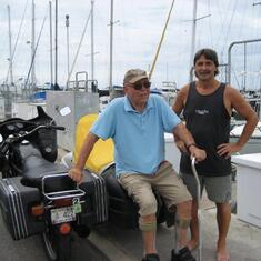 Bill with Brian Oakley. Brian and his family lived 2 boats away from Bill and helped him set-up his first computer. Brian was good enough to provide ongoing technical and other support as well.