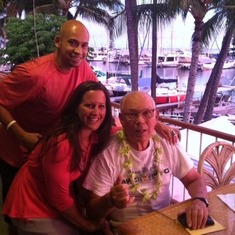 Tony and Angie celebrating Bill's 79th Birthday with him at the harbor (Hawaii, 2013)