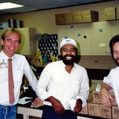 Bill with James Hudgens & Ben in the Texaco rock lab in 1987.