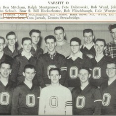 The wayback machine! Bill's Yearbook shot of the "Varsity O Club". Front row second from right.