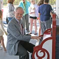 Bill Playing Piano?  Grand Calliope, on the stern-wheeler, American Queen, with the extended family!