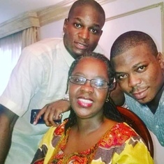 Bisi with her God sons Jide Olaoye and Tosin Awobajo