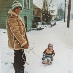 Dad and Blaine, first snow.