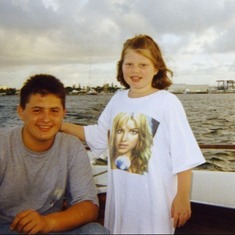 Blake and his cousin Morgan out on the boat in Palm Beach, FL