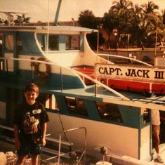 Blake going fishing with his dad on the Caption Jack III in Miami, FL.