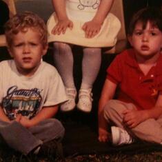 Blake (red shirt) with his best friend RJ in pre-school in Miami, FL. They weren't too happy when they had to stop playing to take pictures!