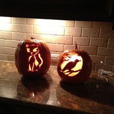 Bo helped carve these pumpkins