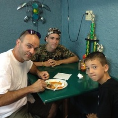 Bob, Brad, Tim. Eating authentic mexican food in Nogales, AZ. August 2013