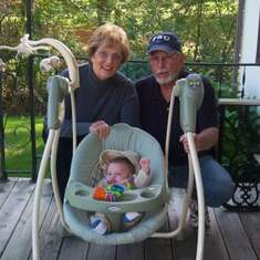 Gma and Poppy with Logan as a baby