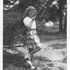 Bobbie practicing for band 1951 (?)