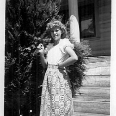 Bobbie out front of home circa 1951 (?)