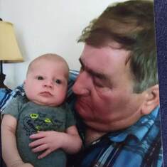 Bobby with hus grandson bash he calles him pop pop and he knows hes in heaven.