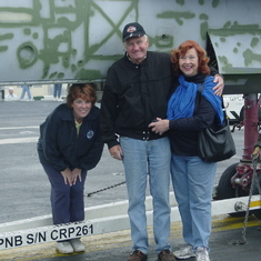 Bob, Fran and Lisa Braun on USS Ronald Reagan's flight deck.