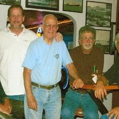 Waterfront Crew.  This picture was submitted by Bob Bishop, of the AMC.  (L-R: Bob Jensen, Bob Bishop, Art Bishop, Joe Michaud, & Ron Cadillo)