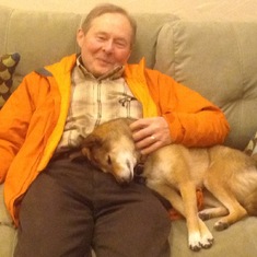 Granddad dog snuggling