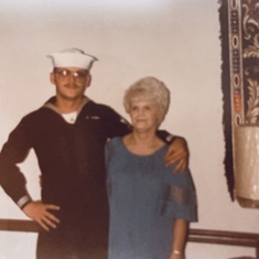Bonnie and her son Mac in his Naval Uniform