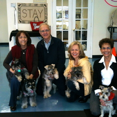 Pam Barksdale on left side and Bonny. Dog training class.