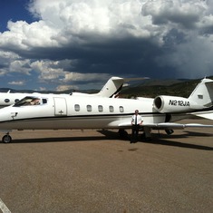 Branden with his Lear 60, his most recent "office." (2012 Oct 21)