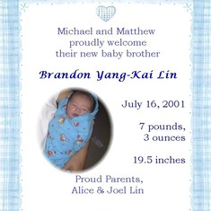 Brandon's birth announcement