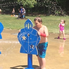 Dylan at splash park June 2014