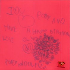 Olyvia's Birthday card to Poppy 2013