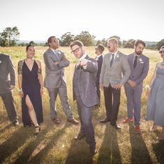 Groomspeople doing a band photo