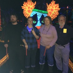 Brian and family at indoor "Monster Mini-Golf"