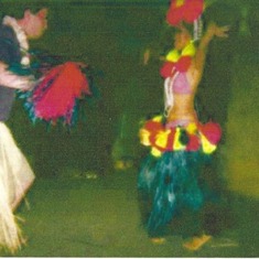 Brian's coming of age (18th birthday) happened to coincide with our arrival at Honalulu airport and he was called to  dance with the Hawaiian dancers! Sorry for poor quality of photo-- it was the old fashioned cameras, pre-digital.