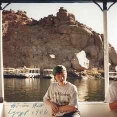As per Grandpa Miller's label, Brian on a boat in Egypt, 1996.