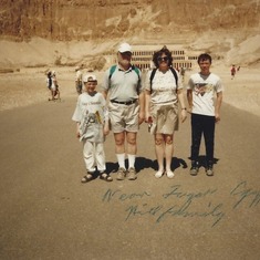 Hill Family, windblown,  near Luxor, Egypt with Grandpa Miller's  labeling.