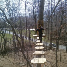 Brian finds his balance at the Go Ape zipline course expedition with friends